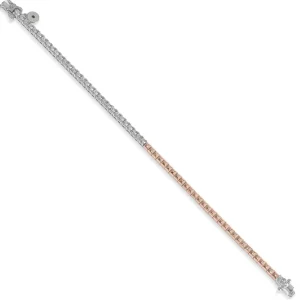 Pulseras Brillantes | Pulsera Riviere | LINEARGENT Pulsera riviere bicolor en rosa y circonita talla princesa