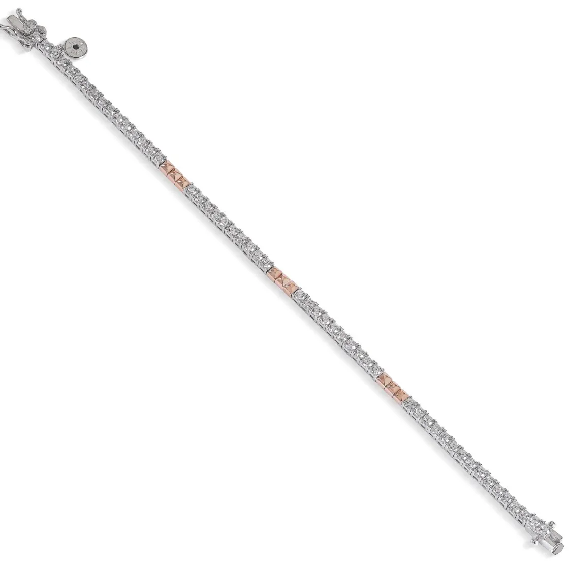 Pulsera Riviere | LINEARGENT Pulsera riviere bicolor en rosa y circonita talla princesa combinadas
