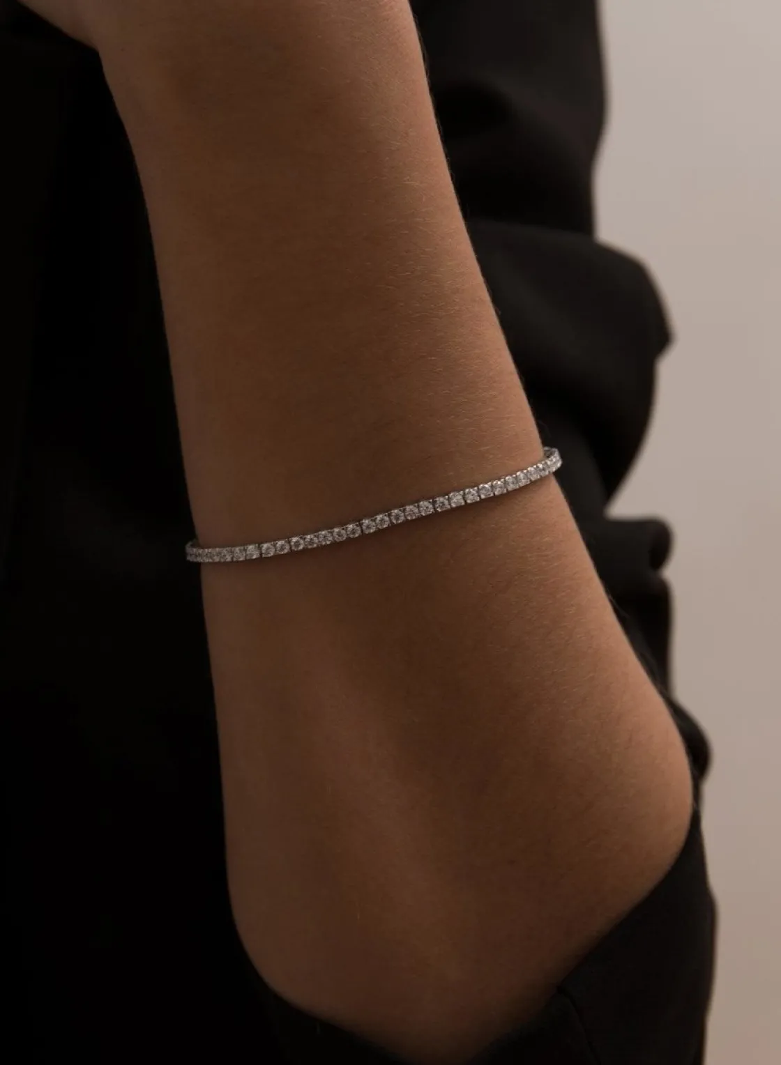 Pulsera Riviere | LINEARGENT Pulsera riviere de plata circonitas blancas en talla princesa