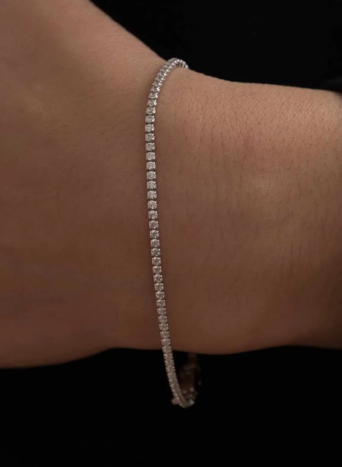 Pulsera Riviere | LINEARGENT Pulsera riviere de plata diseño fino con circonitas