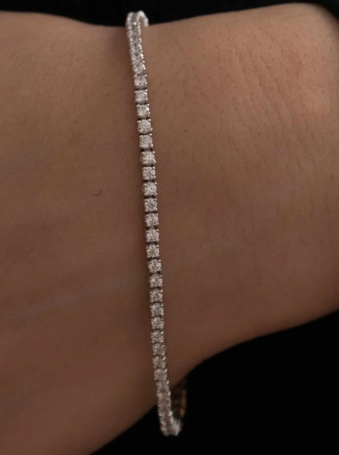Pulseras Brillantes | Pulsera Riviere | LINEARGENT Pulsera riviere de plata diseño muy fino con circonitas