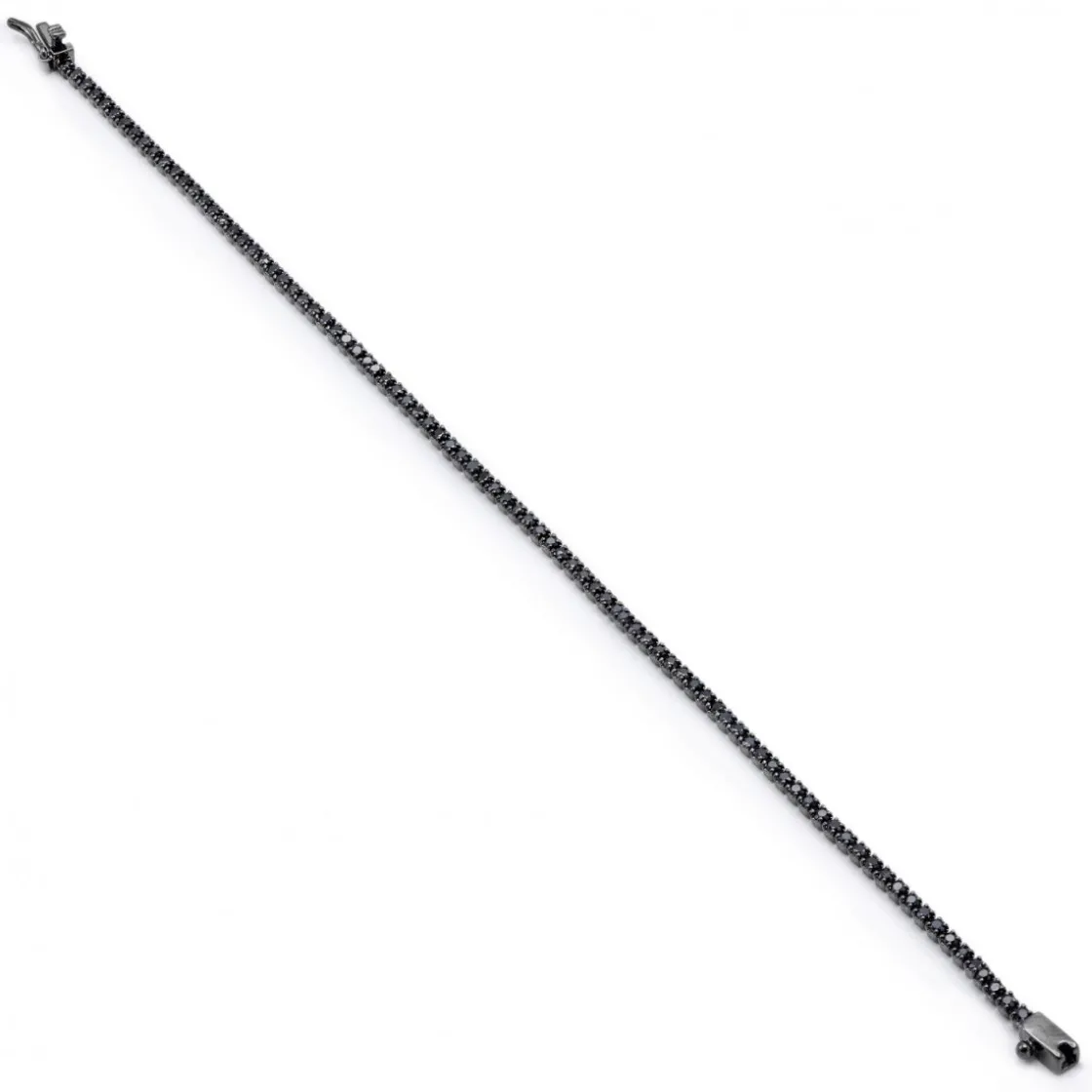 Pulsera Riviere | LINEARGENT Pulsera riviere plata diseño fino con circonitas negras