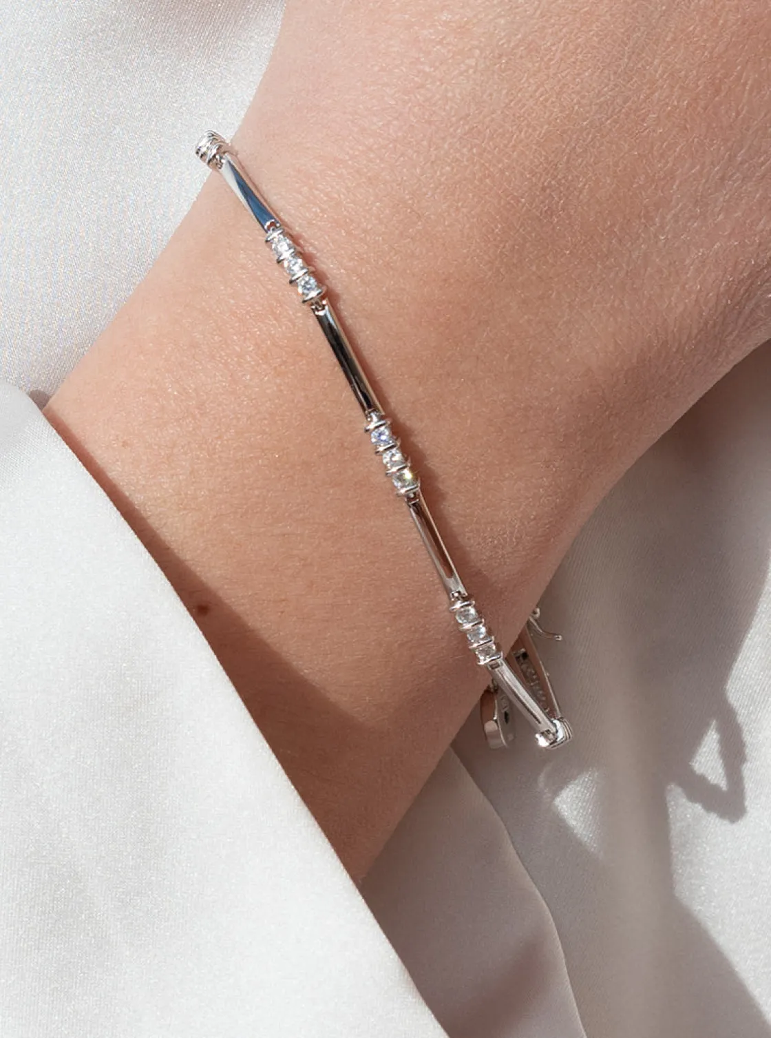 Pulseras Brillantes | Pulseras Finas | LINEARGENT Pulseras brillantes de plata cenefa de circonita