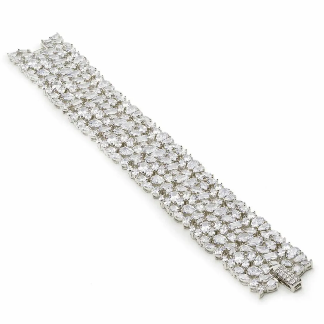Pulseras Brillantes | LINEARGENT Pulseras brillantes en plata diseño riviere ancho con circonitas