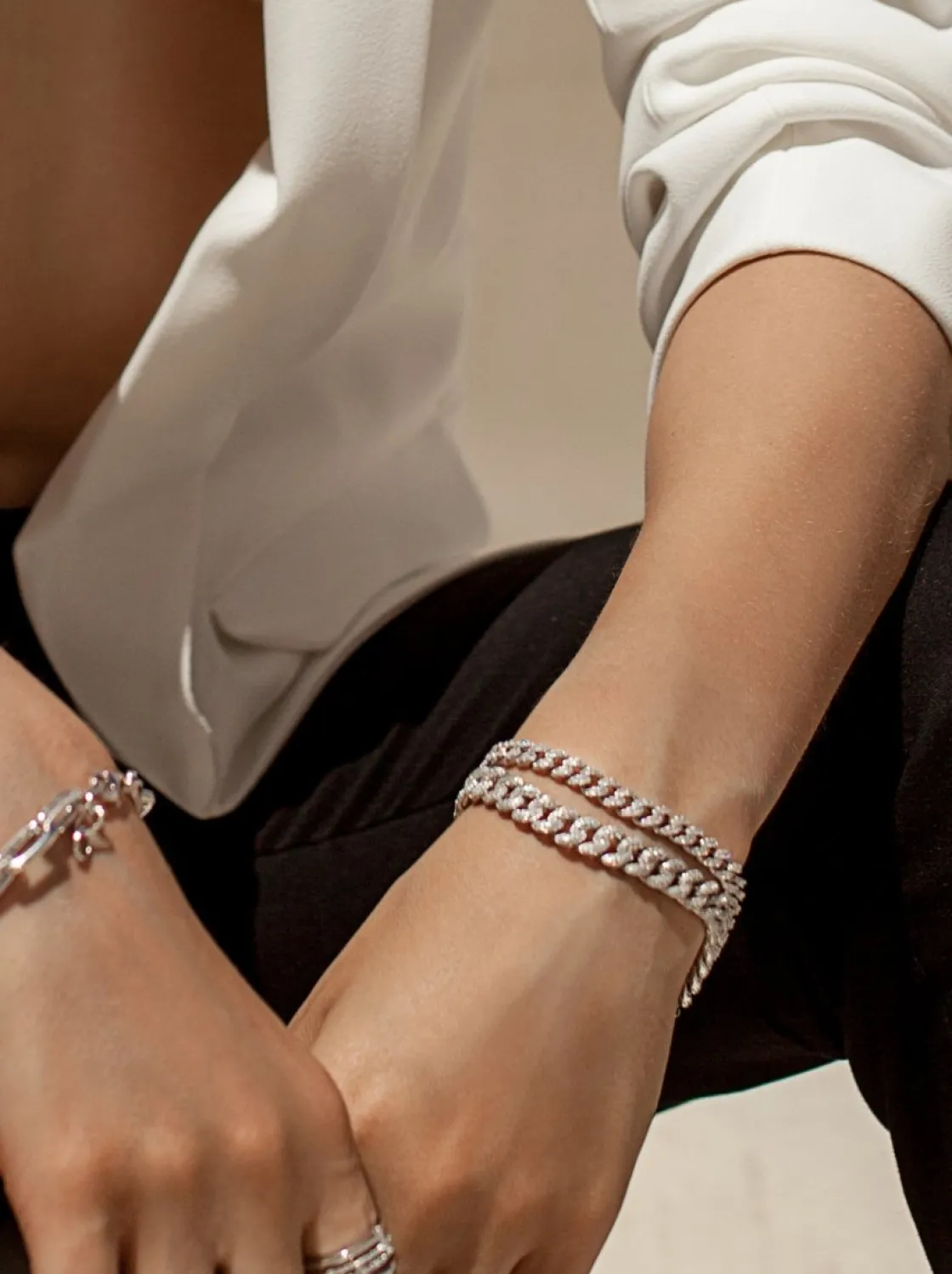 Pulseras Brillantes | LINEARGENT Pulseras brillantes trenzada con circonita