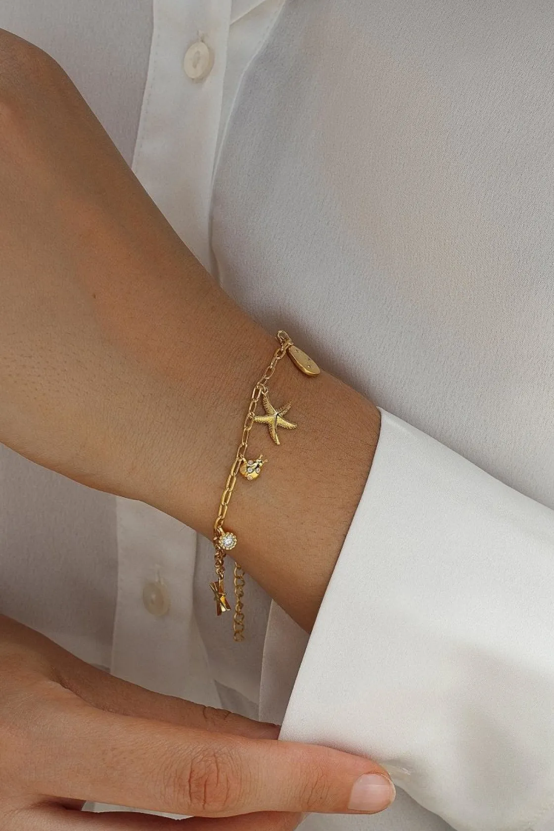 Pulseras Con Colgantes | LINEARGENT Pulseras con colgantes de plata diseño estrella y circonita