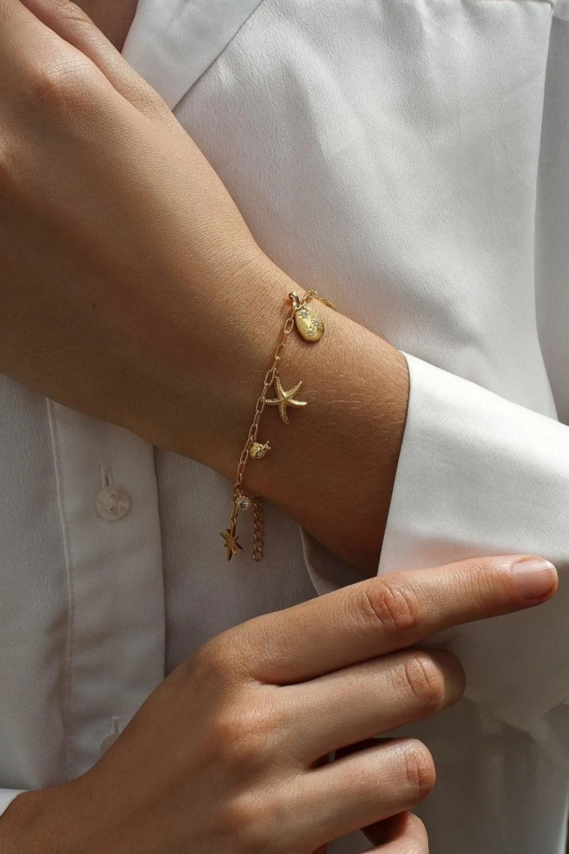 Pulseras Con Colgantes | LINEARGENT Pulseras con colgantes de plata diseño estrella y circonita