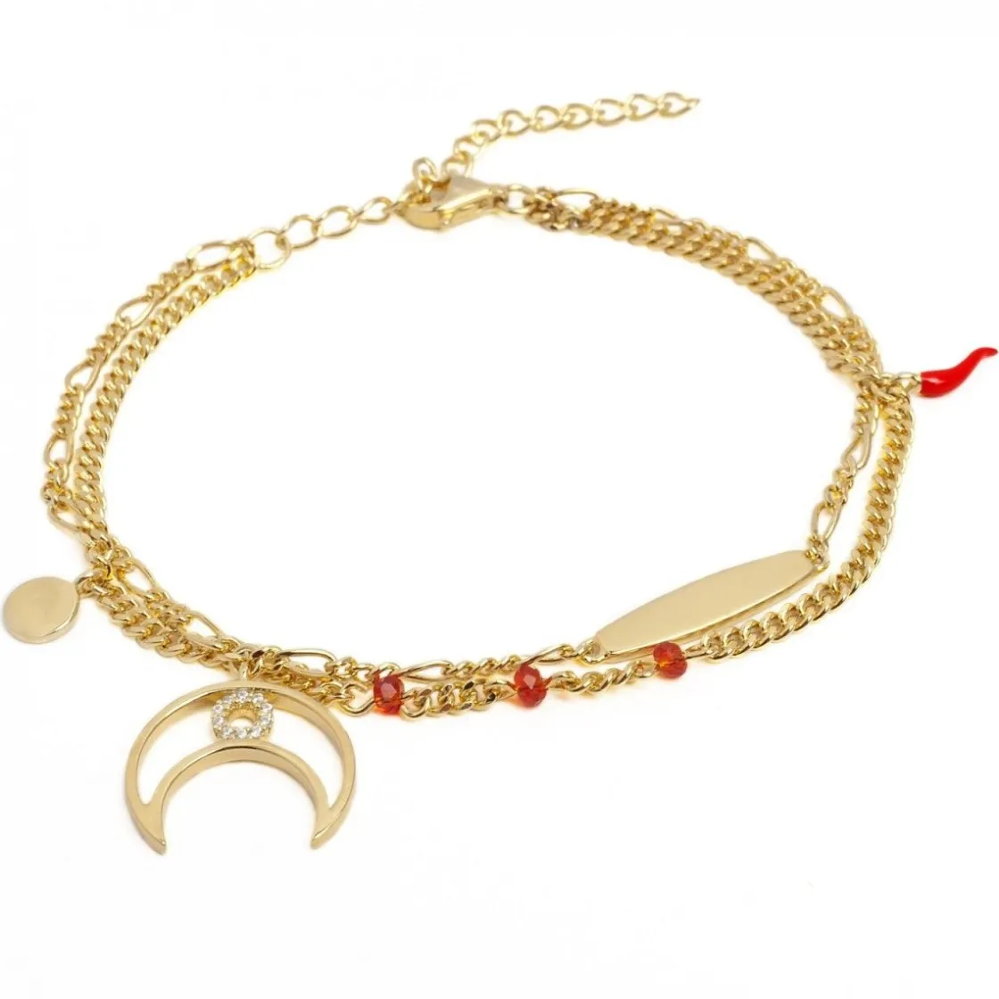 Pulseras Con Colgantes | LINEARGENT Pulseras con colgantes diseño doble cadena con motivo de luna
