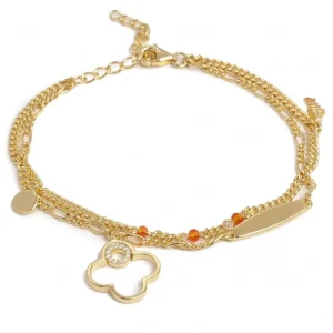 Pulseras Con Colgantes | LINEARGENT Pulseras con colgantes diseño doble cadena motivo de flor