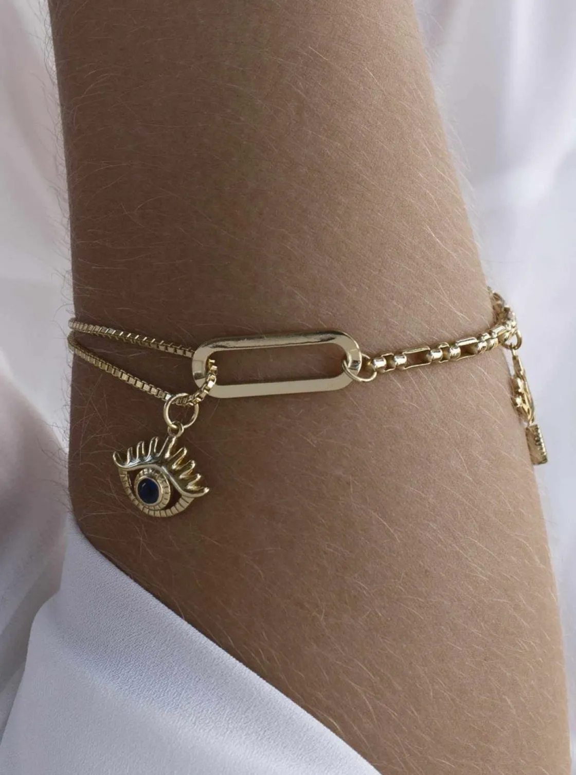 Pulseras Con Colgantes | LINEARGENT Pulseras con colgantes en palta dorado doble motivo