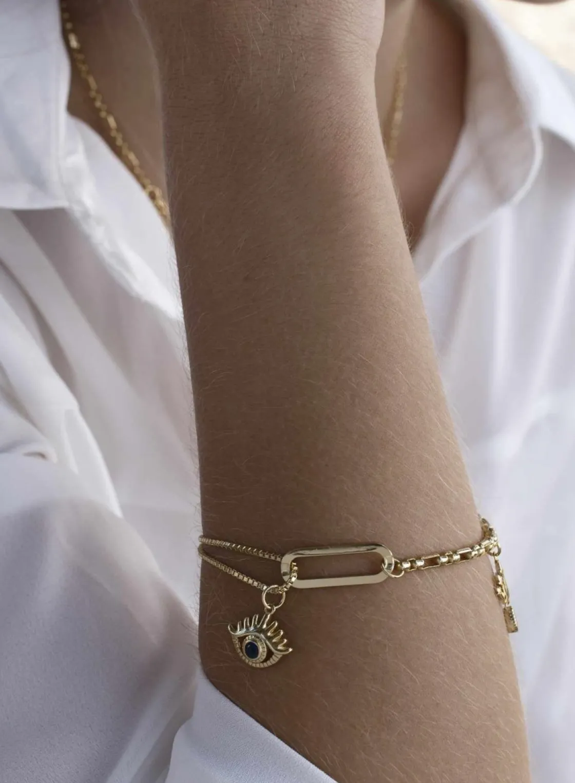 Pulseras Con Colgantes | LINEARGENT Pulseras con colgantes en palta dorado doble motivo