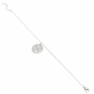 Pulseras Con Colgantes | Pulseras Finas | LINEARGENT Pulseras con colgantes plata diseño floral circular