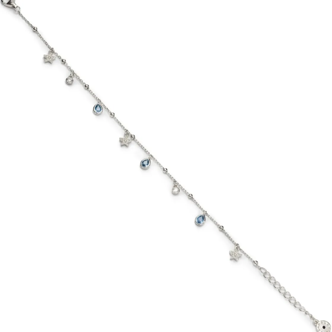 Pulseras Con Piedras | LINEARGENT Pulseras con colgantes tono aquamarine con motivos redondos y estrella