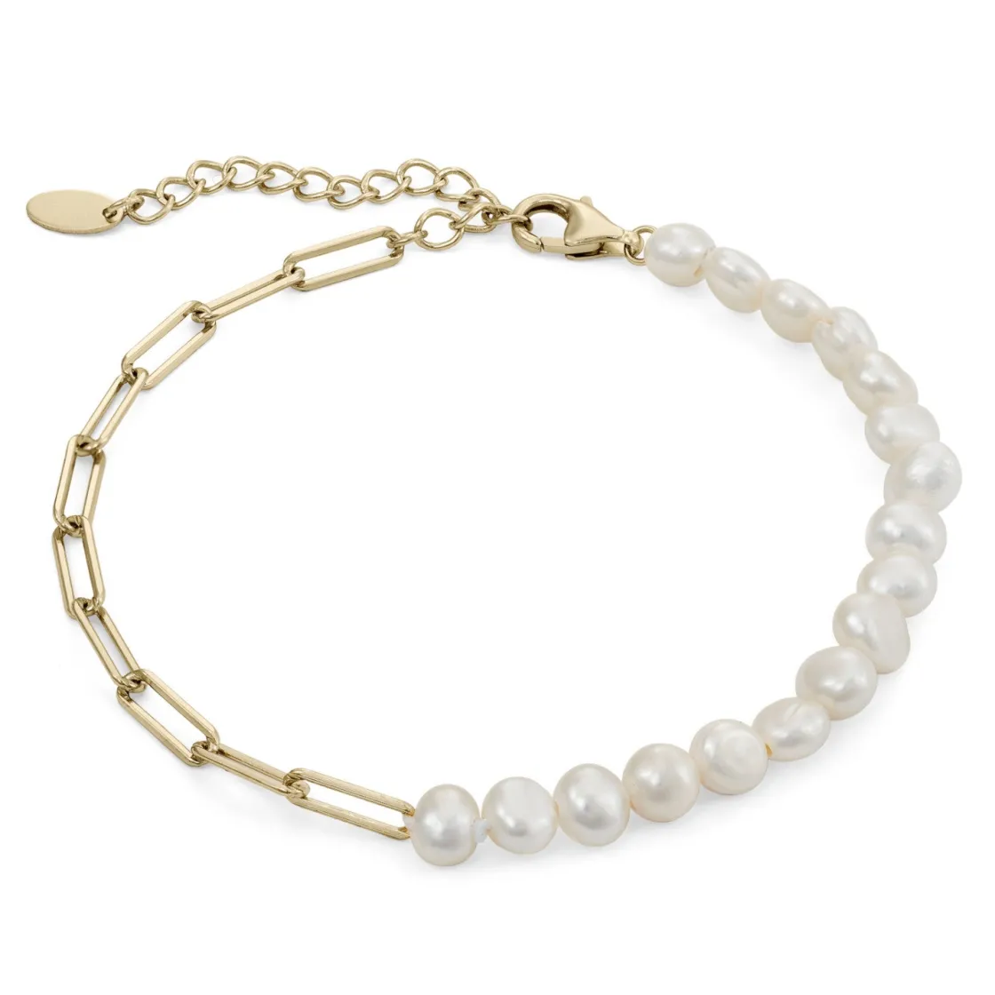 Pulseras Perlas | LINEARGENT Pulseras con perlas en plata diseño paperclip
