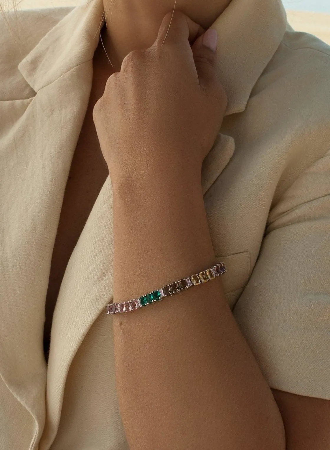 Pulseras Con Piedras | Pulsera Riviere | LINEARGENT Pulseras con piedras brillantes y circonitas