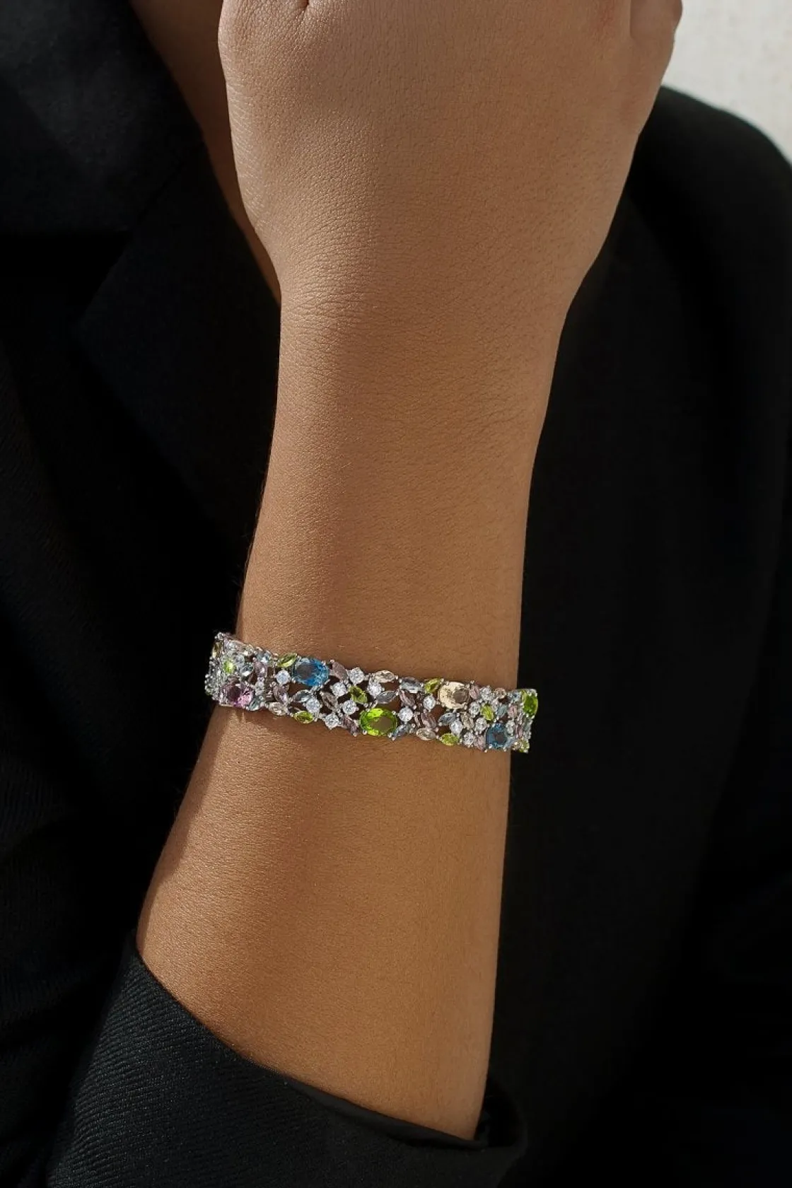 Pulseras Con Piedras | LINEARGENT Pulseras con piedras de colores en tono verde manzana champagne y azul