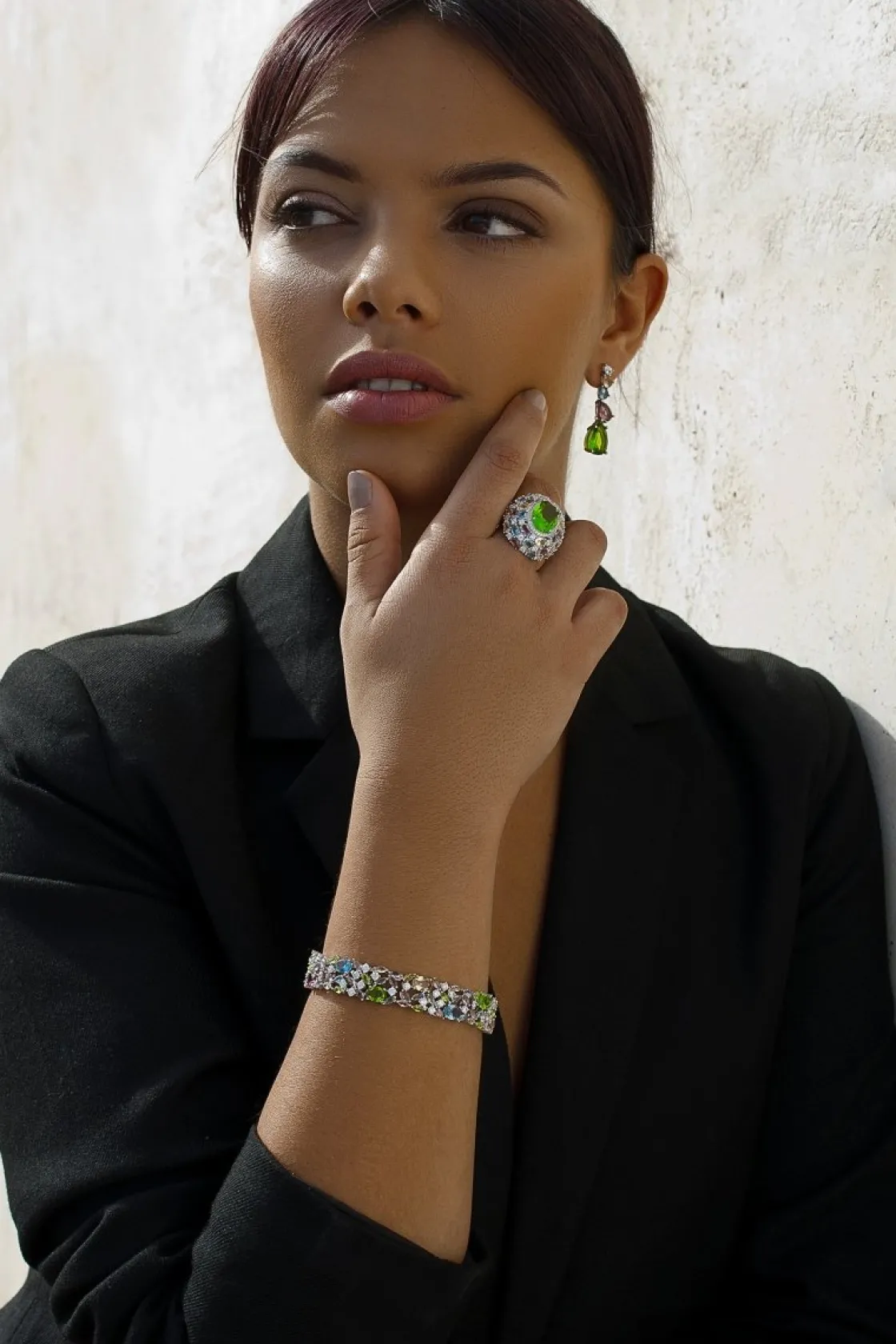 Pulseras Con Piedras | LINEARGENT Pulseras con piedras de colores en tono verde manzana champagne y azul