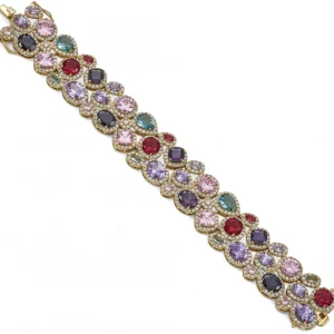 Pulseras Con Piedras | LINEARGENT Pulseras con piedras de colores y circonitas diseño grueso