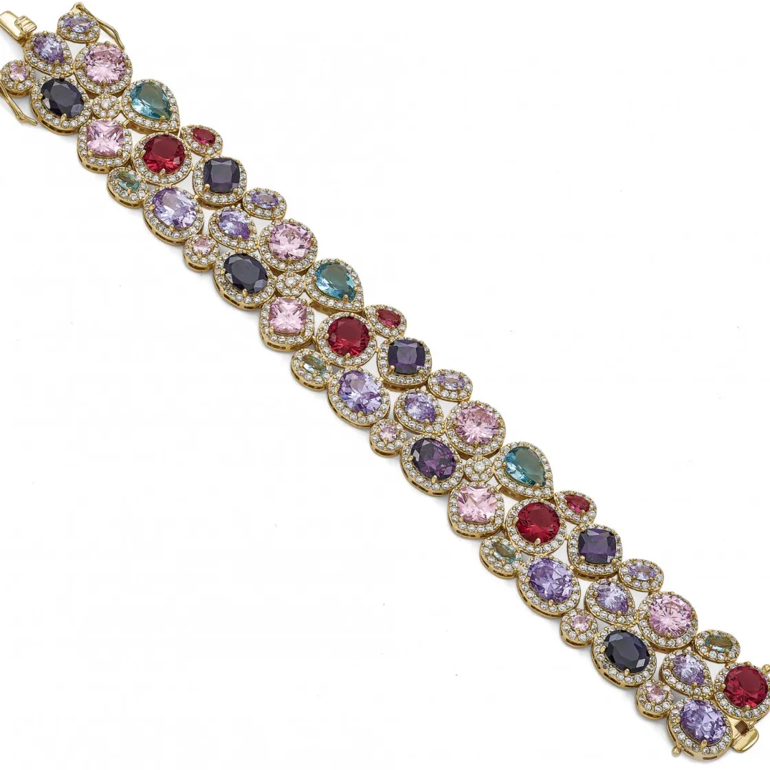 Pulseras Con Piedras | LINEARGENT Pulseras con piedras de colores y circonitas diseño grueso