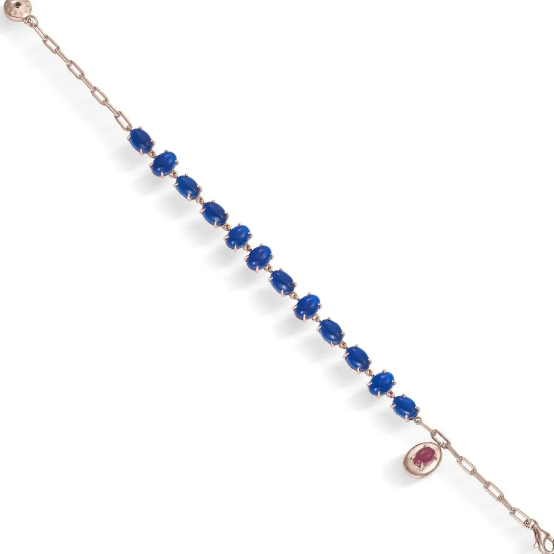 Pulseras Con Piedras | LINEARGENT Pulseras con piedras de plata de circonitas azurita y fucsia