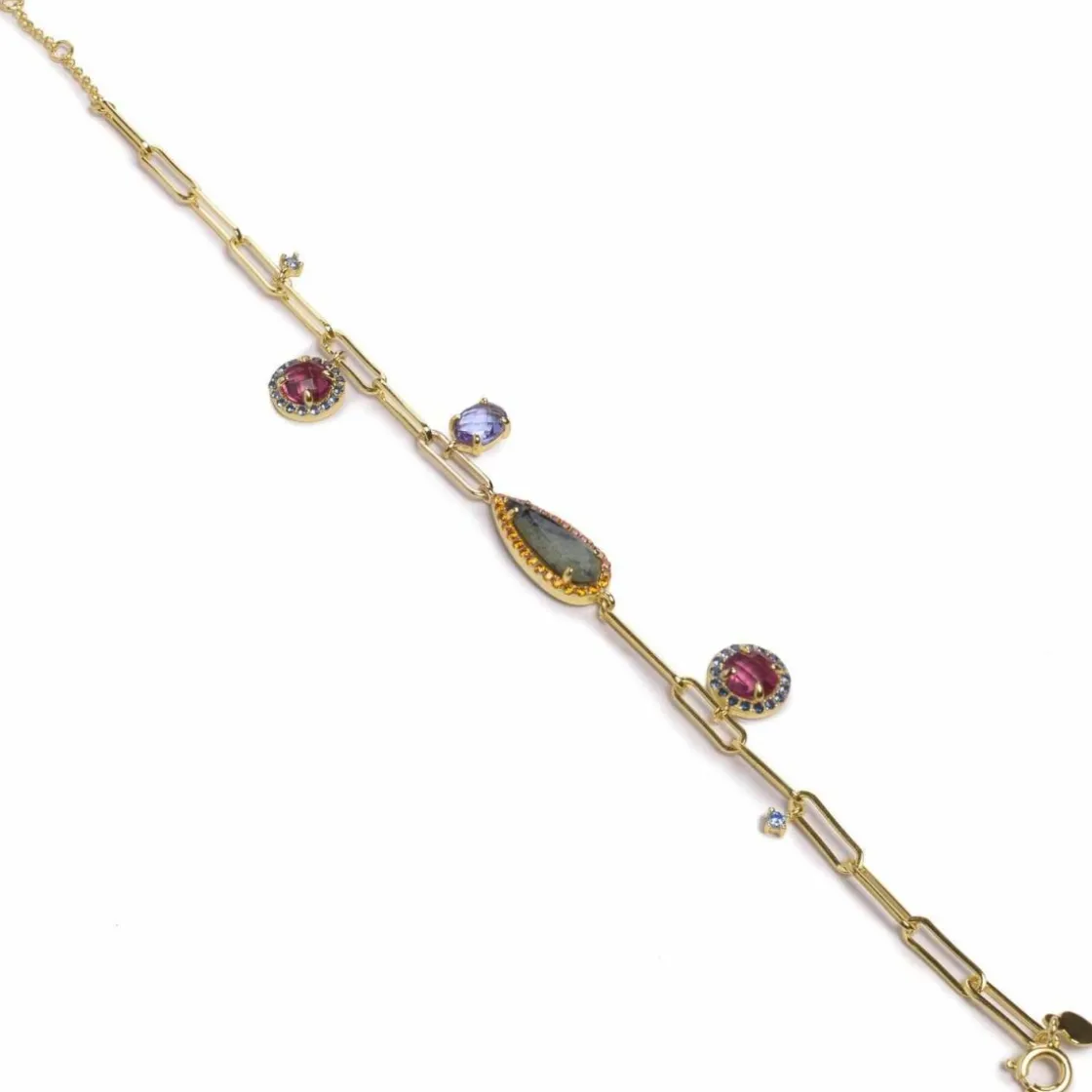 Pulseras Con Piedras | LINEARGENT Pulseras con piedras diseño de cadena paper clip con charms