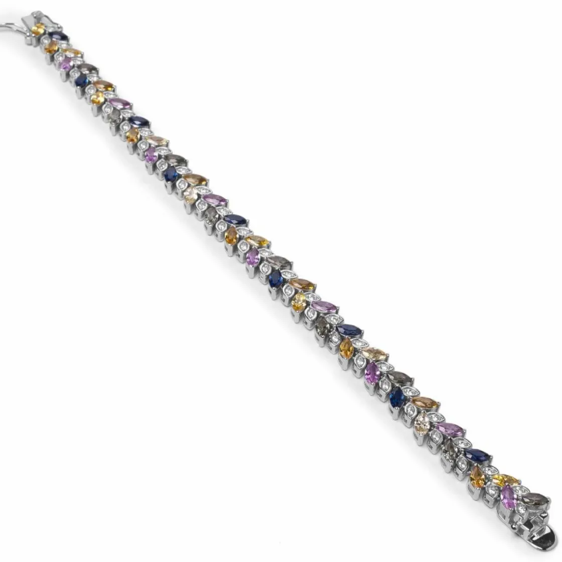 Pulsera Riviere | LINEARGENT Pulseras con piedras diseño de hojas multicolores