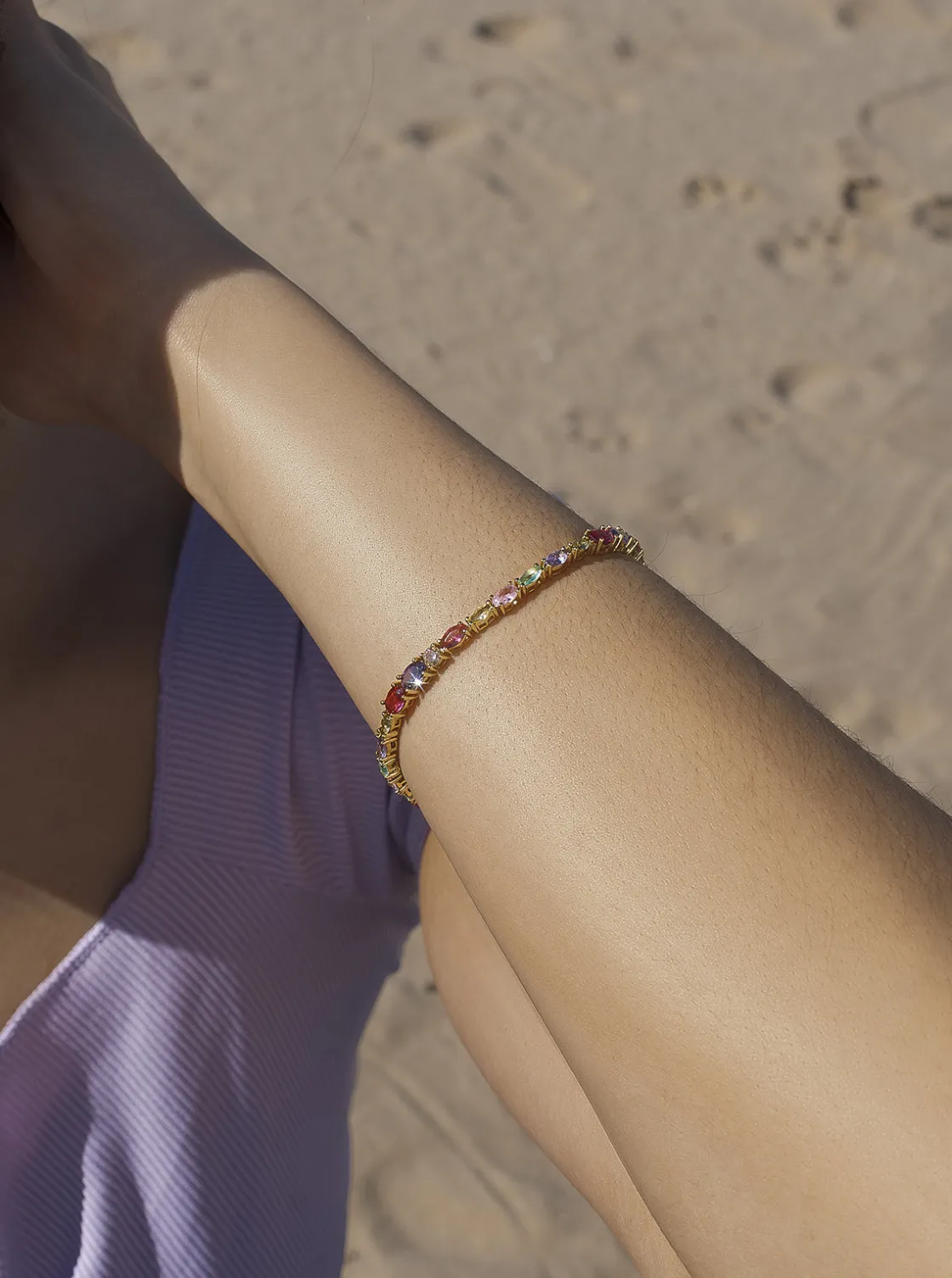 Pulseras Con Piedras | LINEARGENT Pulseras con piedras diseño multicolor en plata dorada