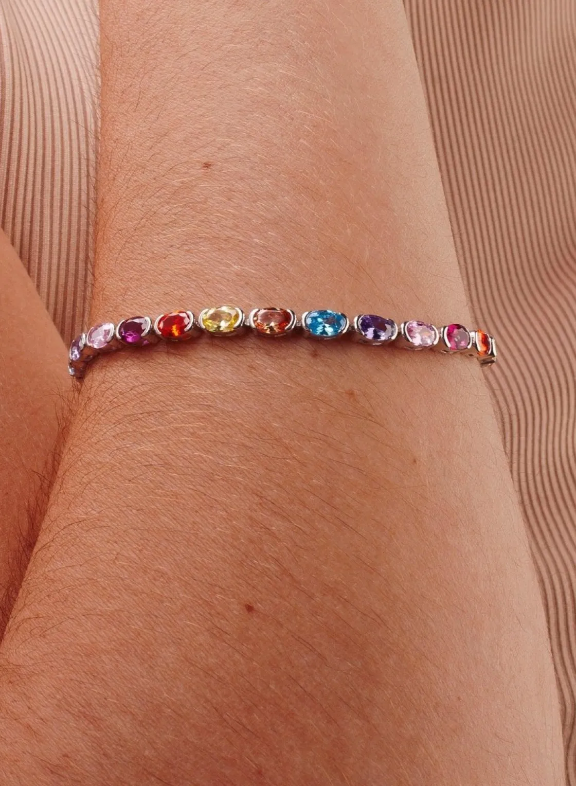Pulsera Riviere | Pulseras Finas | LINEARGENT Pulseras con piedras diseño multicolor en tonos brillantes