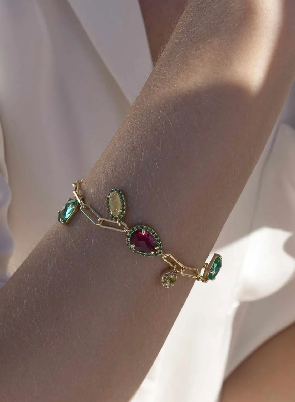 Pulseras Con Piedras | LINEARGENT Pulseras con piedras diseño paper clip con colgantes