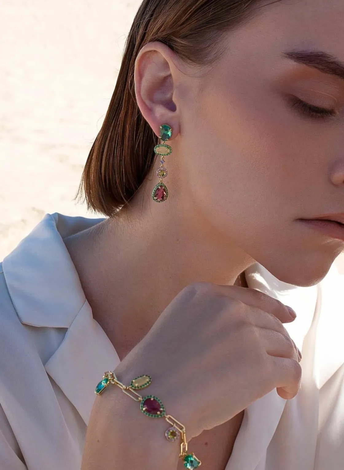 Pulseras Con Piedras | LINEARGENT Pulseras con piedras diseño paper clip con colgantes
