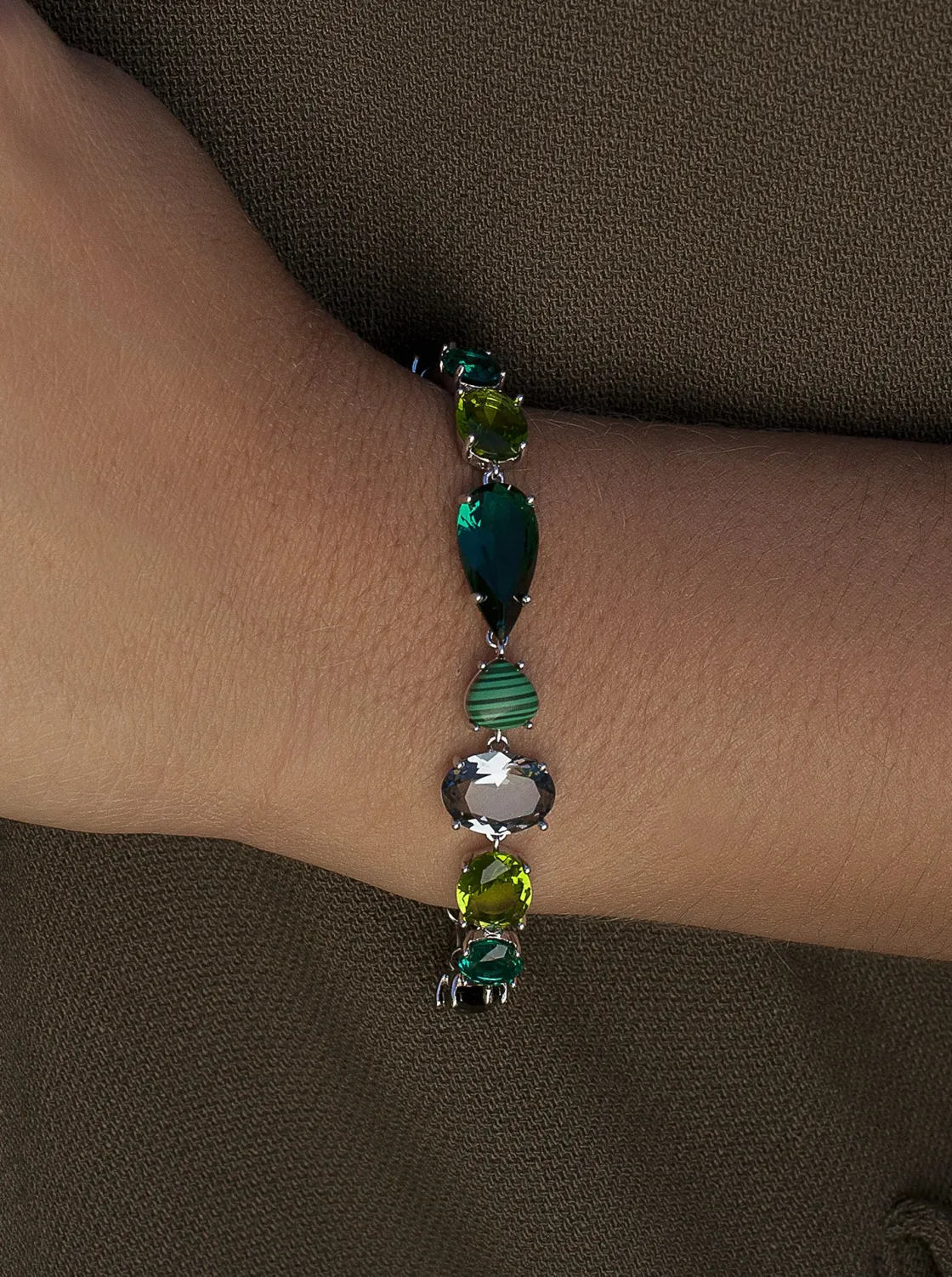 Pulseras Con Piedras | LINEARGENT Pulseras con piedras diseño tonos verdes y azúl