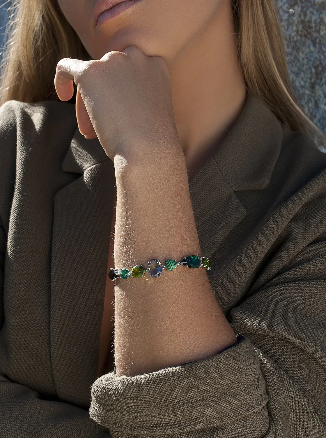 Pulseras Con Piedras | LINEARGENT Pulseras con piedras diseño tonos verdes y azúl