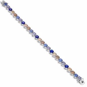 Pulseras Con Piedras | Pulsera Riviere | LINEARGENT Pulseras con piedras en tonos fríos de talla redonda