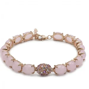 Pulseras Con Piedras | LINEARGENT Pulseras con piedras estilo cabouchon de cuarzo rosa