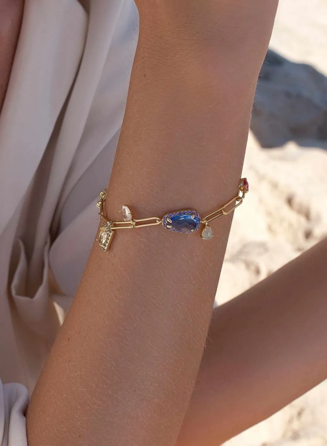 Pulseras Con Piedras | LINEARGENT Pulseras con piedras estilo paper clip con charms