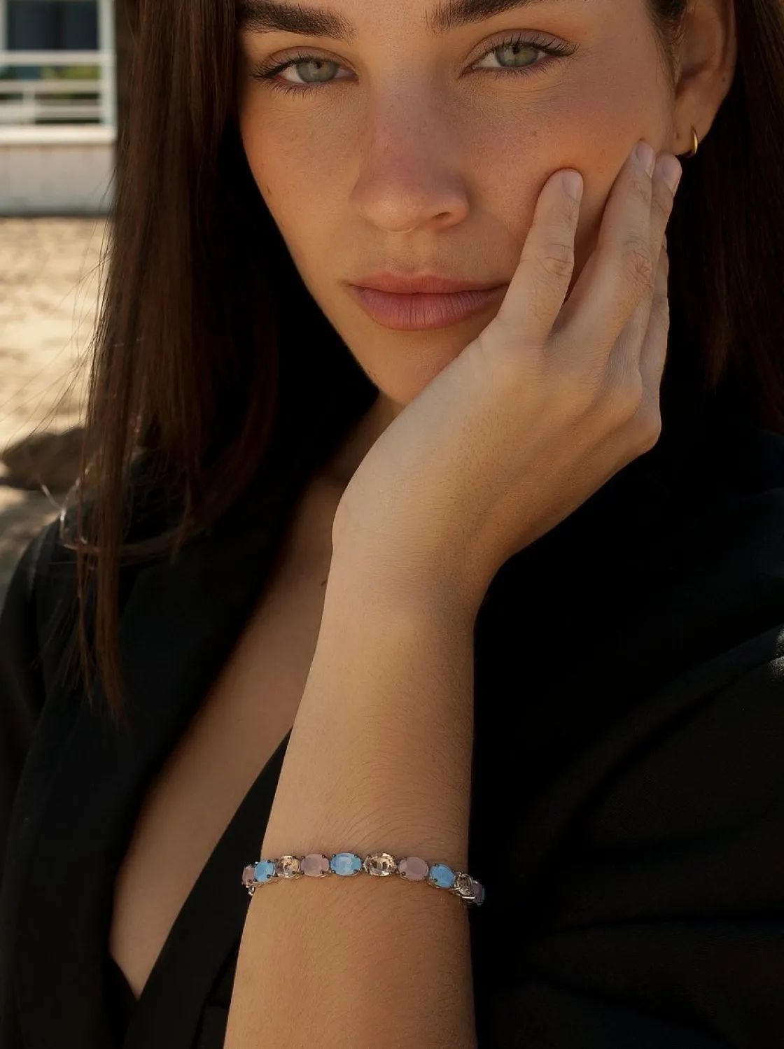 Pulseras Con Piedras | Pulsera Riviere | LINEARGENT Pulseras con piedras talla oval estilo riviere