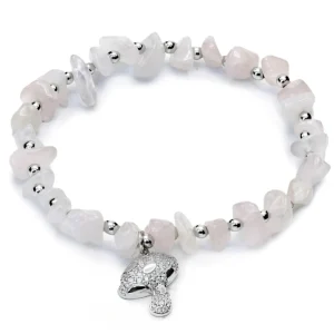 Pulsera De Bolas | Pulseras Con Colgantes | LINEARGENT Pulseras de bolas de plata charm de seta y cuarzo