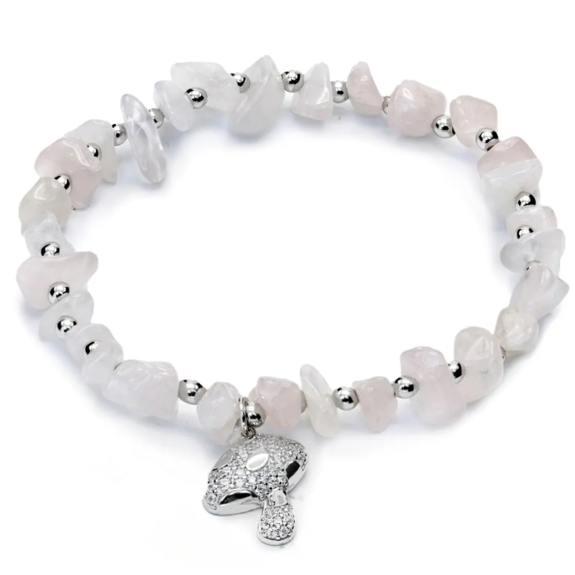 Pulsera De Bolas | Pulseras Con Colgantes | LINEARGENT Pulseras de bolas de plata charm de seta y cuarzo