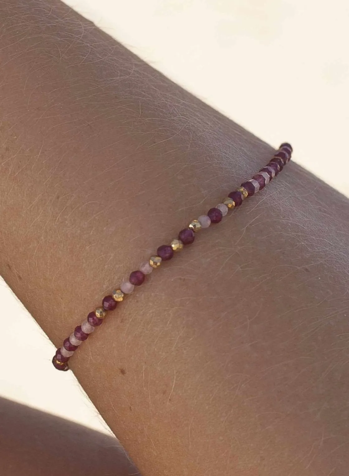 Pulsera De Bolas | Pulseras Con Piedras | LINEARGENT Pulseras de bolas finas compuestas por cuarzo rosa