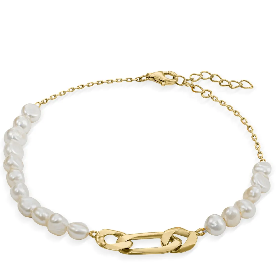 Pulseras Perlas | LINEARGENT Pulseras de perlas diseño de eslabones dorados