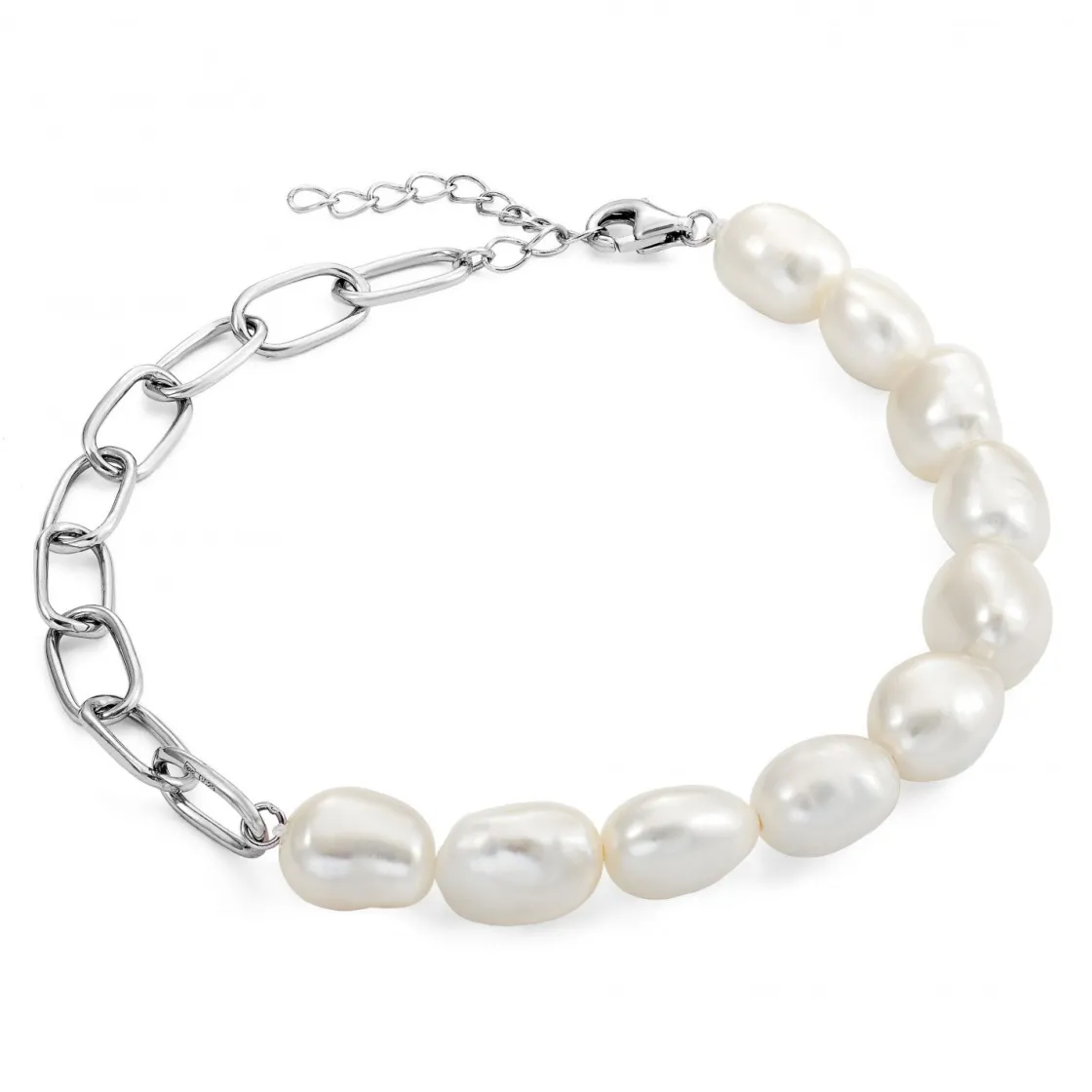 Pulseras Perlas | LINEARGENT Pulseras de perlas en plata diseño eslabones