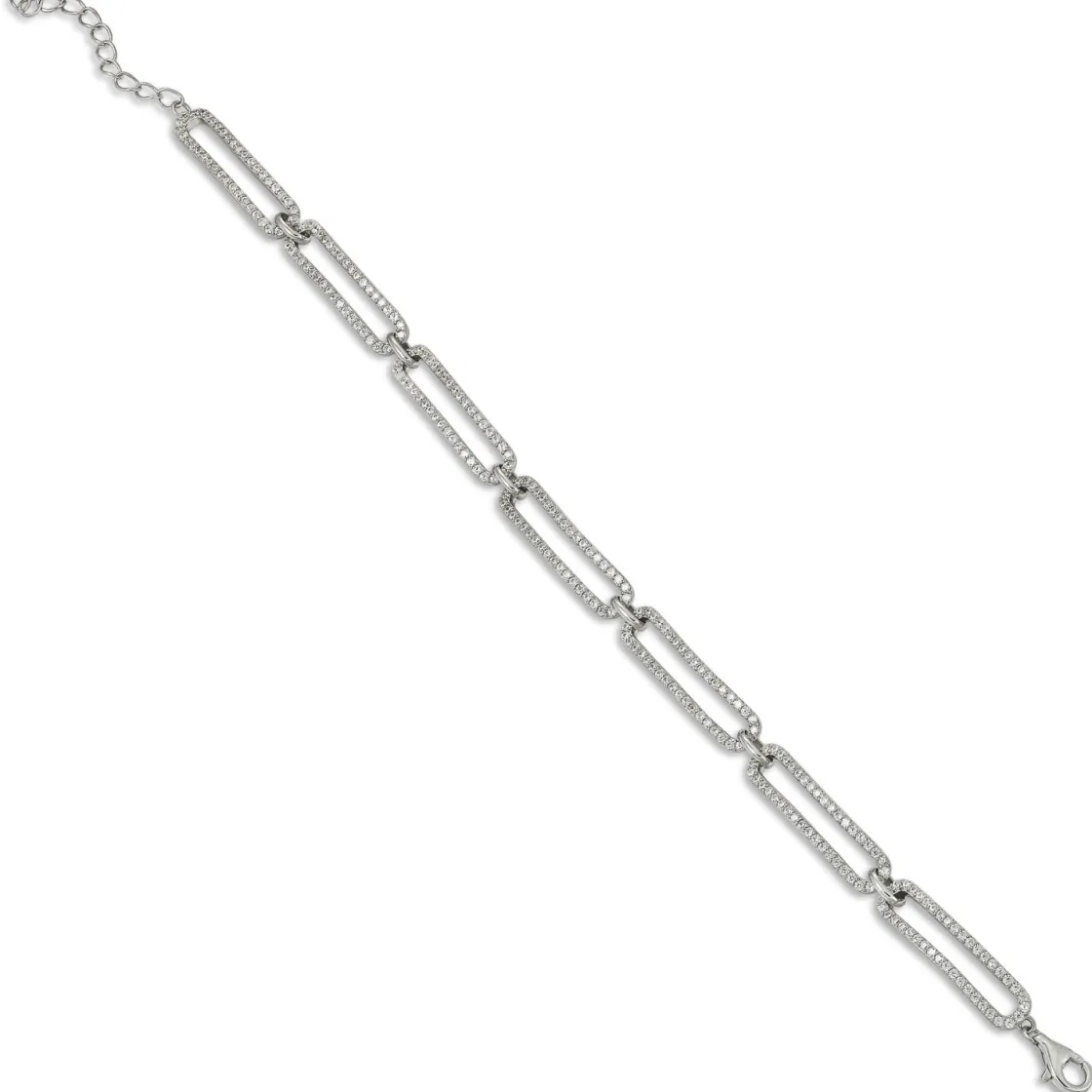Pulsera Eslabones Plata | LINEARGENT Pulseras eslabones plata brillantes rectangulares