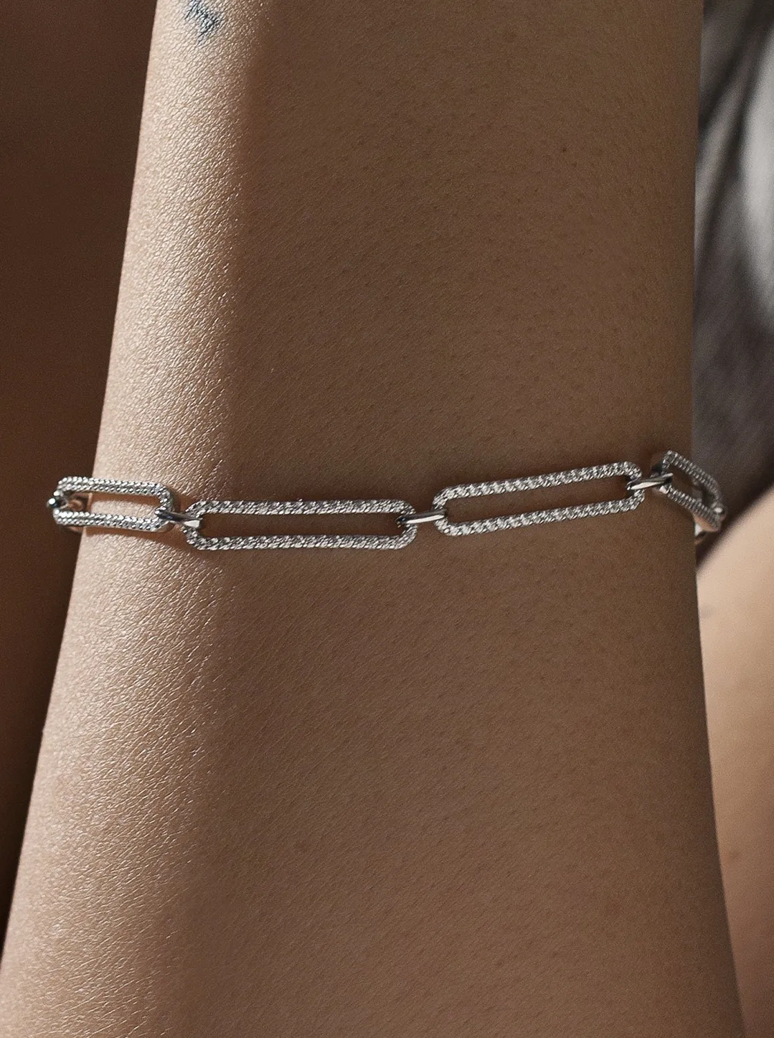 Pulsera Eslabones Plata | LINEARGENT Pulseras eslabones plata brillantes rectangulares