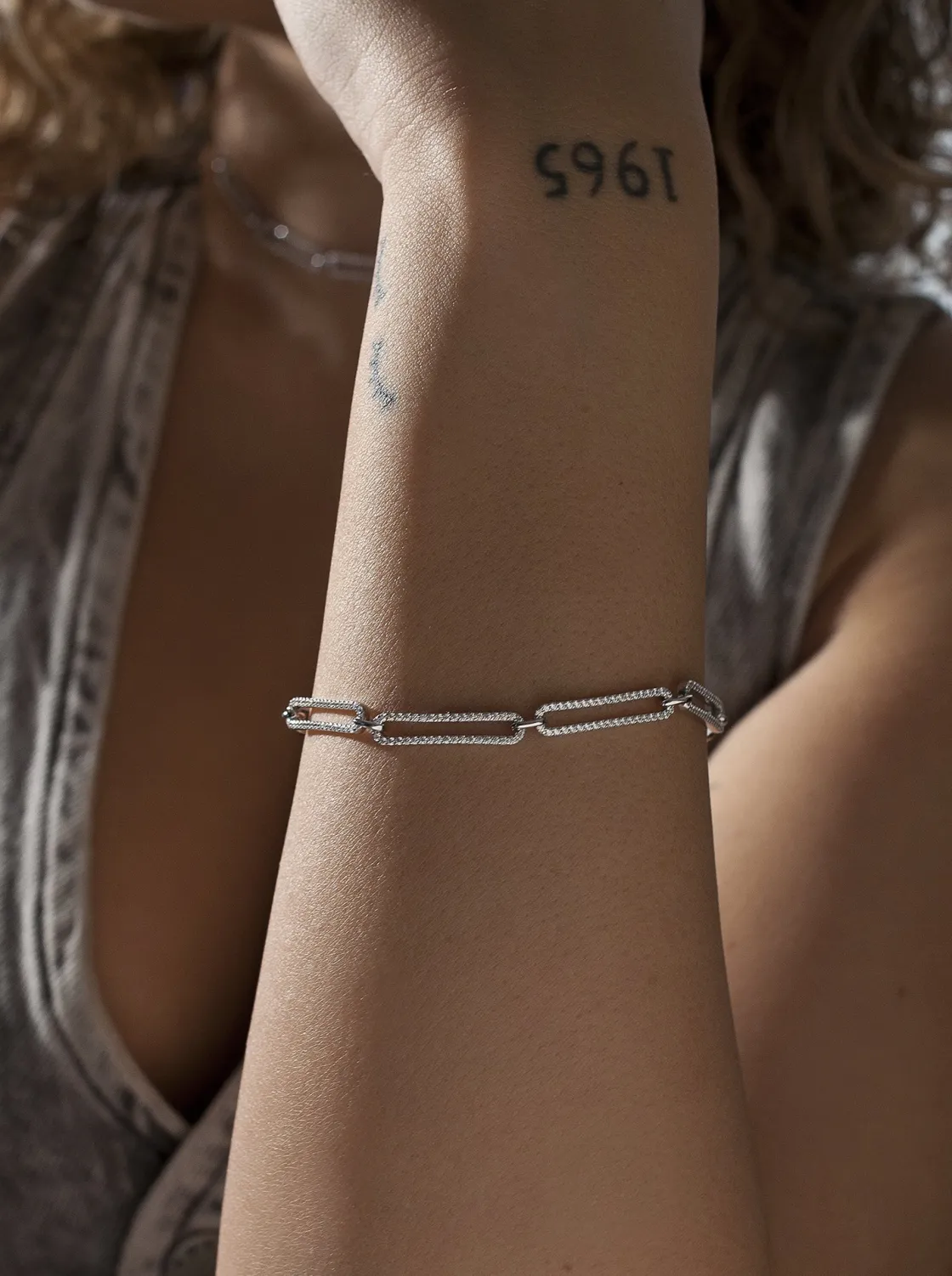 Pulsera Eslabones Plata | LINEARGENT Pulseras eslabones plata brillantes rectangulares