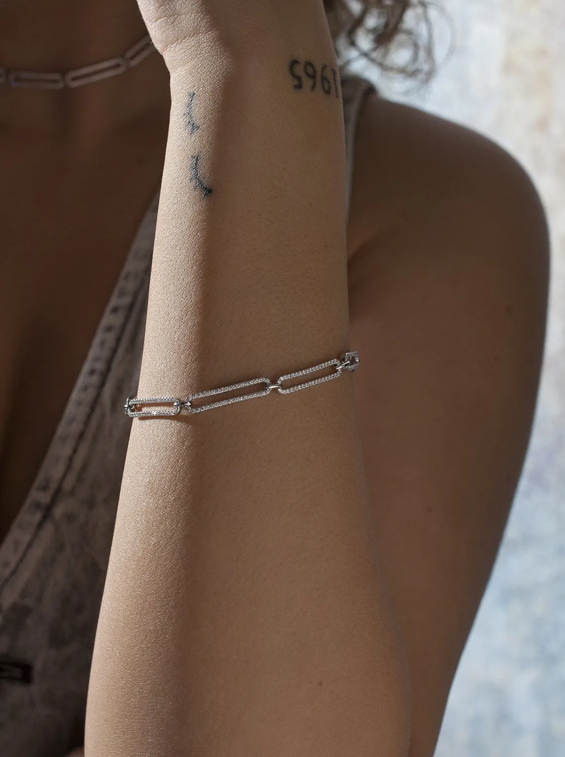 Pulsera Eslabones Plata | LINEARGENT Pulseras eslabones plata brillantes rectangulares