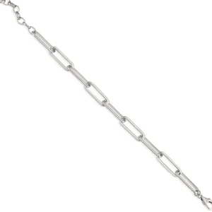 Pulsera Eslabones Plata | LINEARGENT Pulseras eslabones plata diseño paper clip