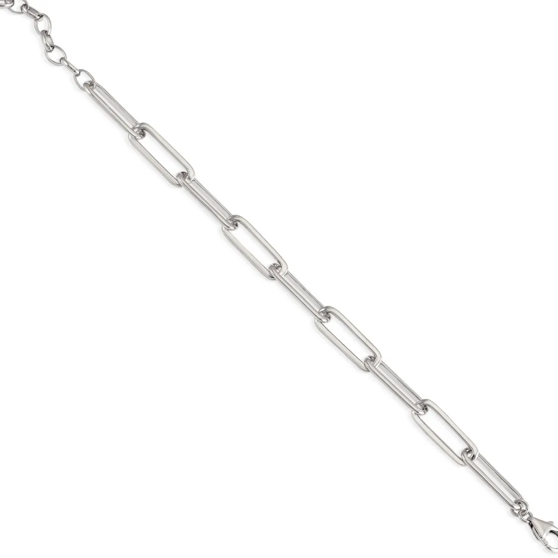 Pulsera Eslabones Plata | LINEARGENT Pulseras eslabones plata diseño paper clip