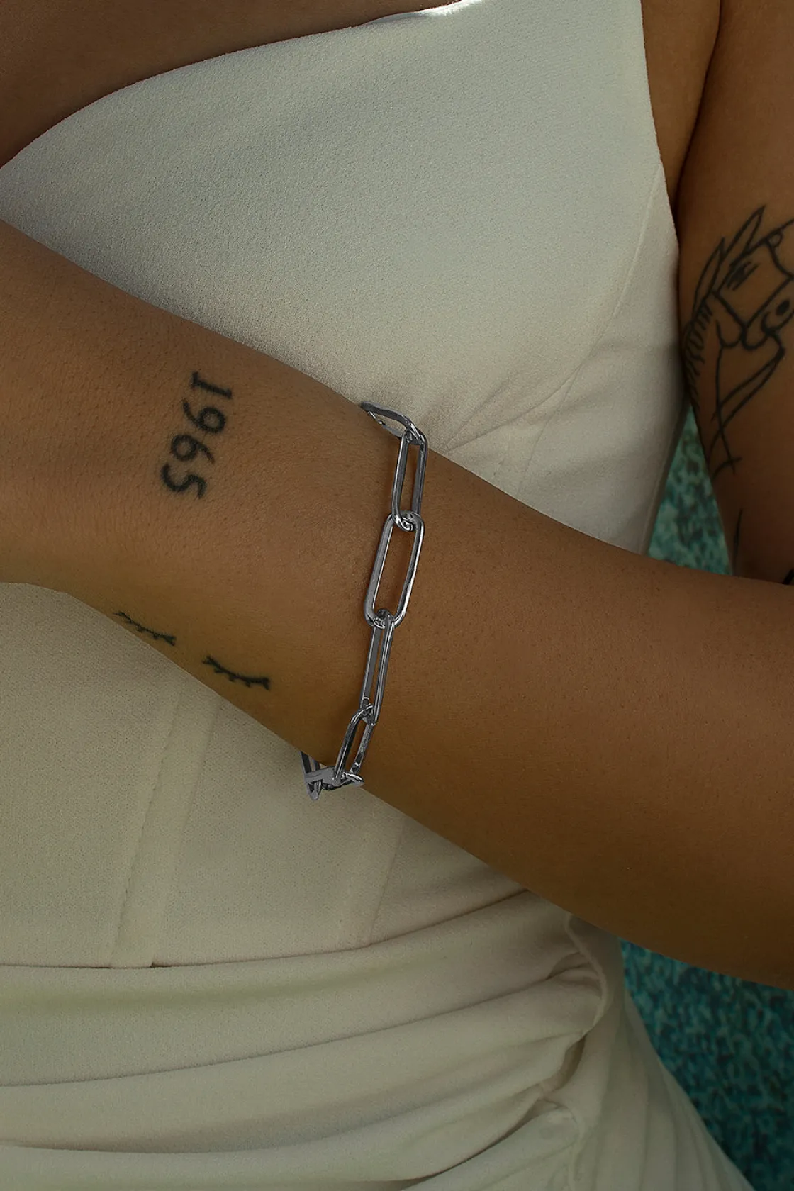 Pulsera Eslabones Plata | LINEARGENT Pulseras eslabones plata diseño paper clip