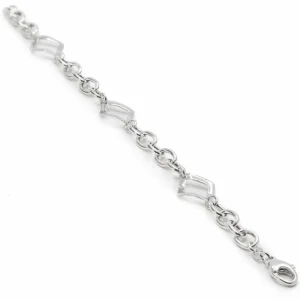 Pulsera Eslabones Plata | LINEARGENT Pulseras eslabones plata diseño triple motivo cuadrado