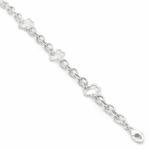 Pulsera Eslabones Plata | LINEARGENT Pulseras eslabones plata diseño triple motivo floral